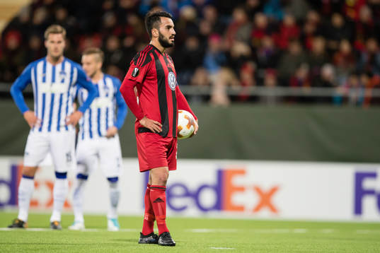 Östersunds Brwa Nouri förbereder sig för att skjuta en