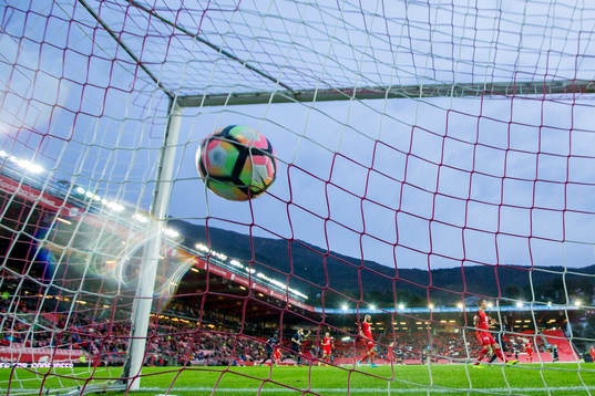 The matchball in the net