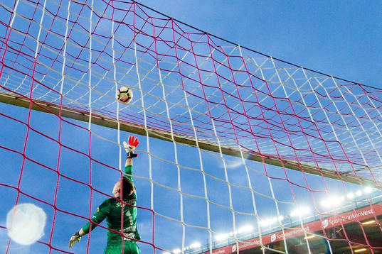 Goalkeeper Sean McDermott of Kristiansund makes a save