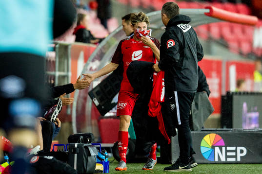 Kasper Skaanes of Brann is being substituted