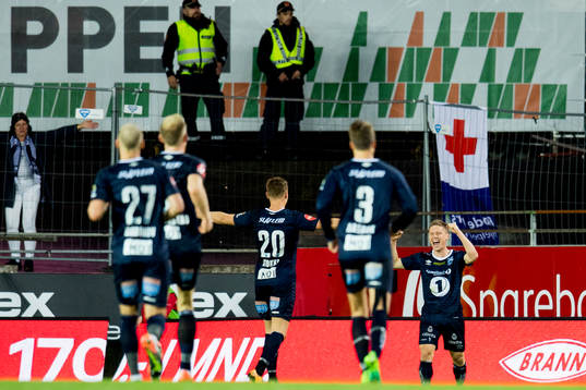 Torgil Øvre Gjertsen of Kristiansund celebrates scoring 0-4