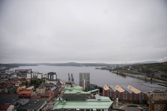 Vy över Örnsköldsvik och Modos hemmaarena Fjällräven