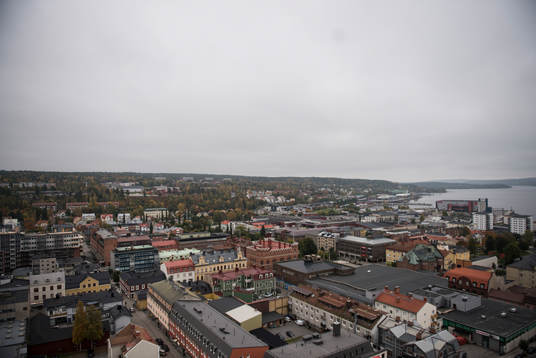 Vy över Örnsköldsvik och Modos hemmaarena Fjällräven