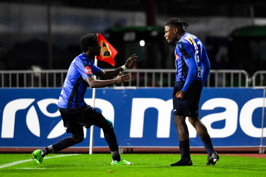 Tortel Lumanza Lembi of Stabæk celebrates the 2-2 goal
