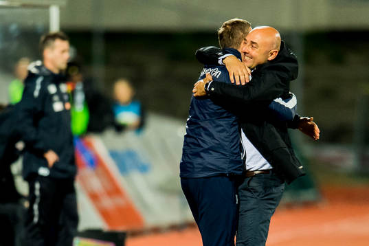 Toni Ordinas, head coach, of Stabæk celebrates