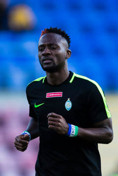 AFC Eskilstunas Mohamed Buya Turay innan fotbollsmatchen i