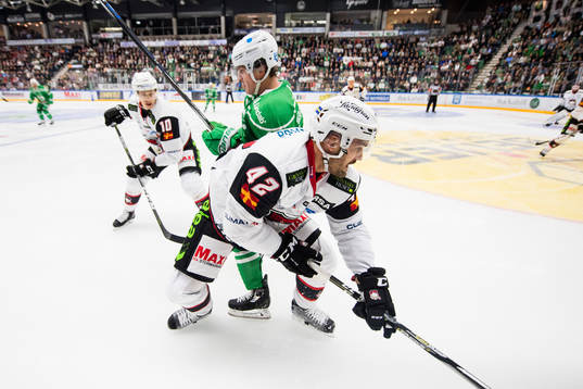 Rögles Bryan Lerg och Malmö Redhawks Niklas Arell