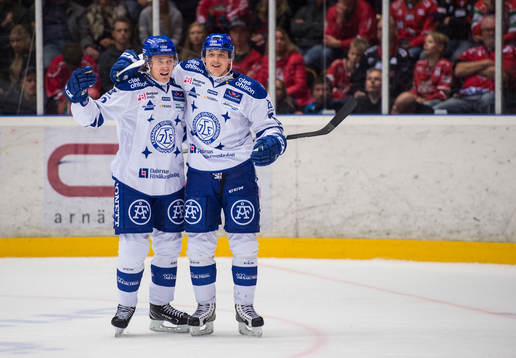 Leksands Fredrik Forsberg och Johan Porsberger jublar