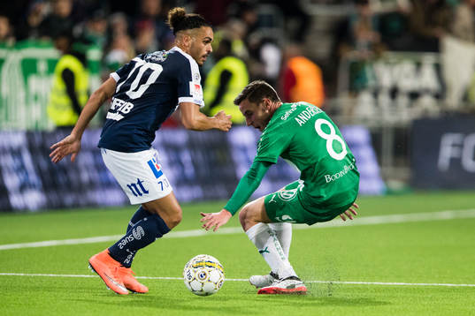Norrköpings Alexander Jacobsen och Hammarbys Jeppe Andersen