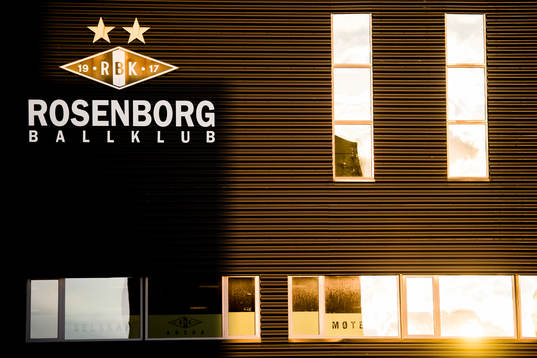 The logo of Rosenborg Ballklub outside Lerkendal stadion