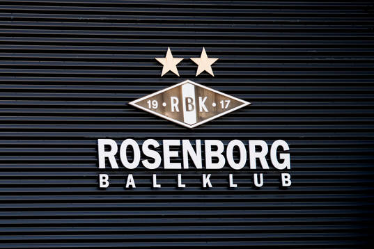 The logo of Rosenborg Ballklub outside Lerkendal stadion
