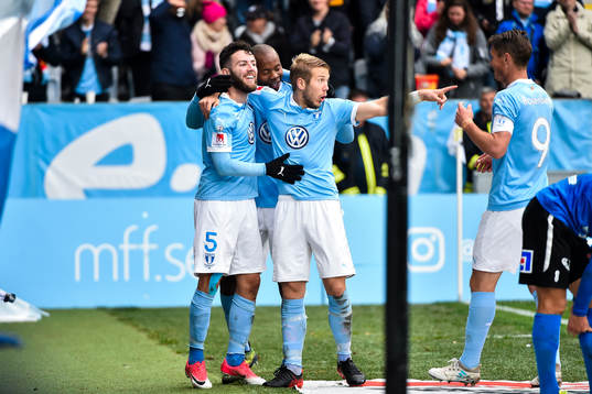 Malmö FFs Erdal Rakip , Carlos Strandberg och Anton
