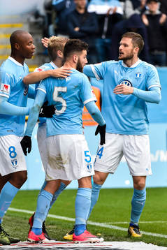 Malmö FFs Erdal Rakip , Carlos Strandberg och Lasse