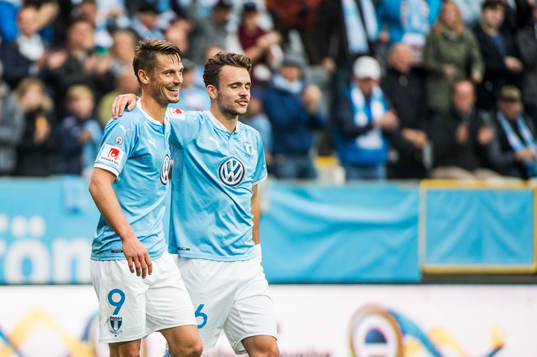 Malmö FFs Markus Rosenberg och Andreas Vindheim jublar