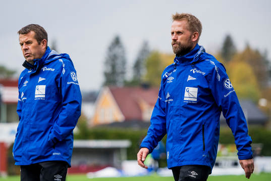 Mick Priest, coach of Start, and Joey Hardarsson, coach of