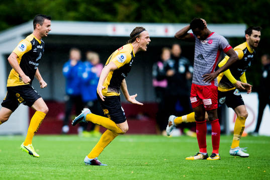 Tobias Christensen of Start celebrates