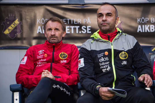 Elfsborgs tränare Jan Mian och tränare Nemanja Miljanovic