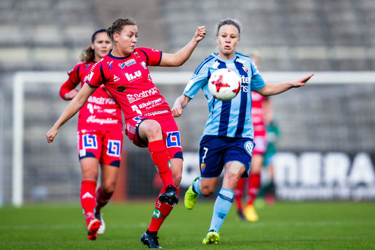 Djurgårdens Katrin Schmidt  och Linköpings Kristine Minde