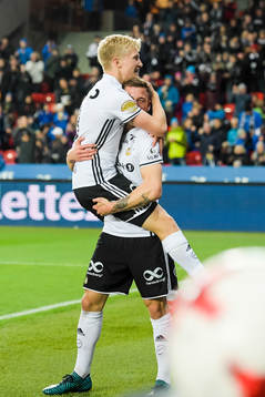 Birger Meling and Alex Gersbach of Rosenborg celebrates the