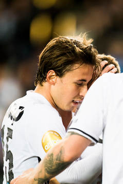 Anders Trondsen of Rosenborg celebrates 1-0 with his