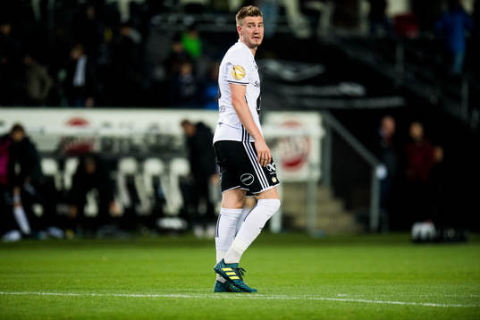 Nicklas Bendtner of Rosenborg looks dejected