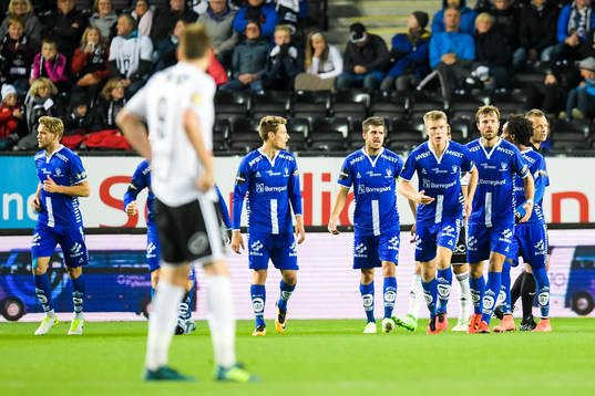 Sigurd Rosted of Sarpsborg celebrates the 1-1 goal