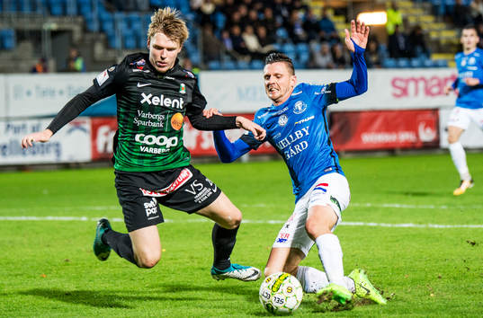 Varbergs Anton Liljenbäck mot Trelleborgs Kristian Haynes