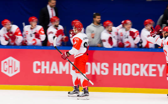 Martin Adamsky of Ocelari Trinec celebrates
