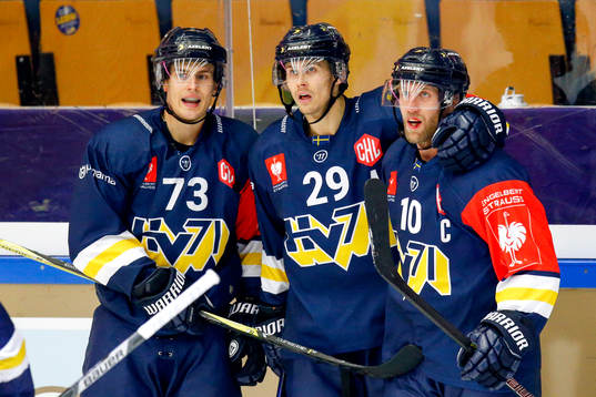 David Ullström of HV71 celebrates with Sebastian