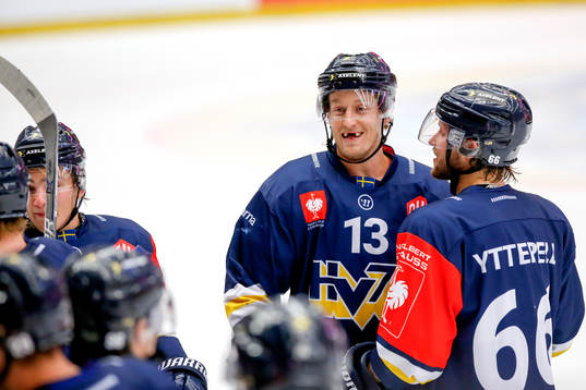 Oscar Sundh of HV71 celebrates with his teammates