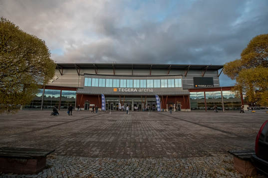 Tegera Arena exteriör i ishockeymatchen i
