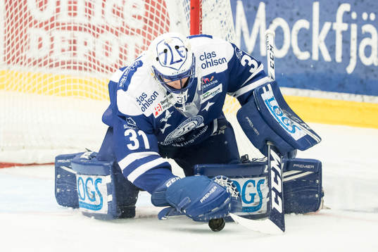 Leksands målvakt Jonas Arntzen  i ishockeymatchen i