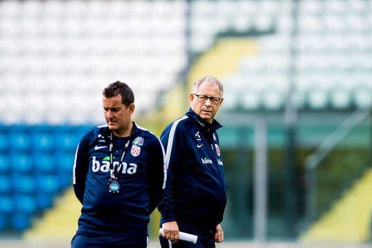 Per Joar Hansen, assistant coach, and Lars Lagerbäck, head