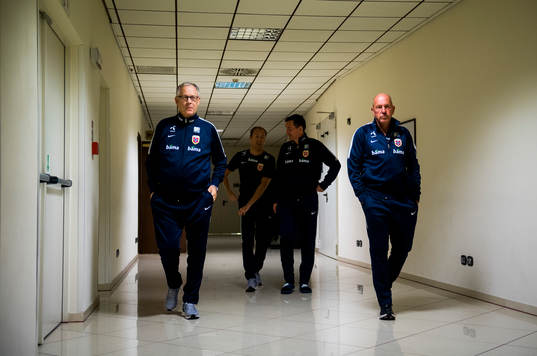 Lars Lagerbäck, head coach of Norway, Svein Graff,