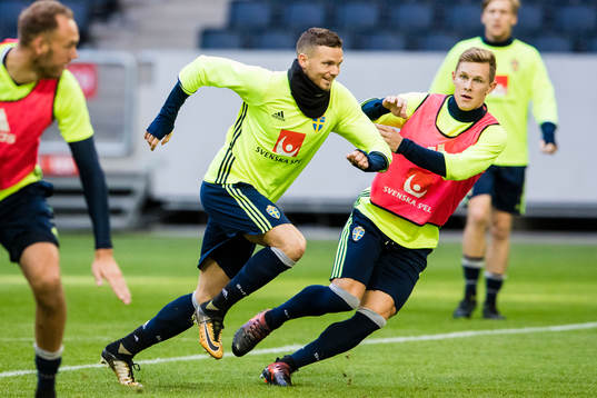 Sveriges Marcus Berg och Emil Krafth