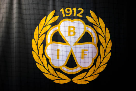 Brynäs logo före ishockeymatchen i SHL mellan Brynäs och