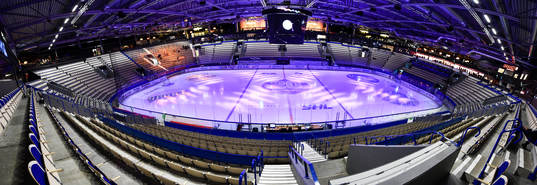 Vida Arena invändigt innan ishockeymatchen i SHL mellan