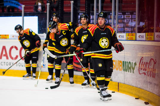 Brynäs Kevin Clark före ishockeymatchen i SHL mellan
