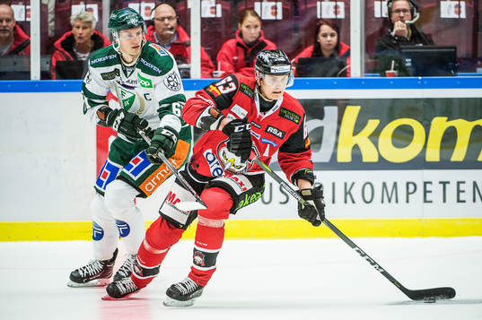 Färjestads Johan Ryno mot Malmö Redhawks Fredrik