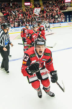 Malmö Redhawks Christoffer Forsberg jublar