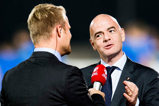 Gianni Infantino, FIFA president, is interviewed by Jonas
