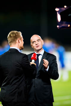 Gianni Infantino, FIFA president, is interviewed by Jonas