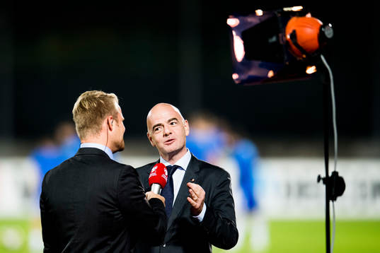 Gianni Infantino, FIFA president, is interviewed by Jonas