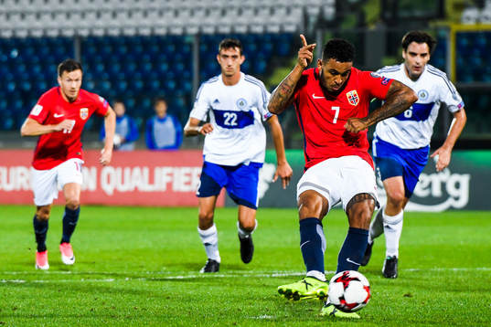 Joshua King of Norway scores 2-0