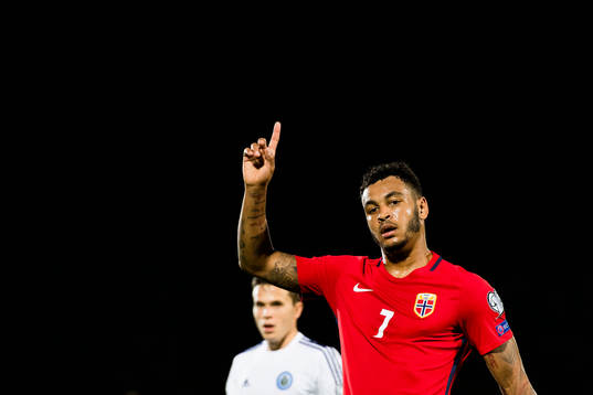 Joshua King of Norway reacts