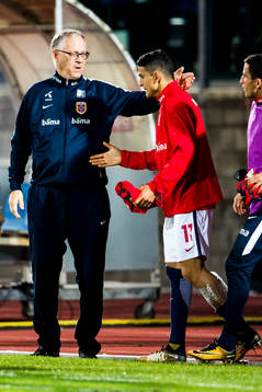 Lars Lagerbäck, head coach of Norway, and Mohamed