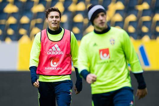 Sveriges Victor Nilsson Lindelöf och John Guidetti
