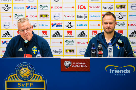 Sveriges förbundskapten Janne Andersson och Andreas