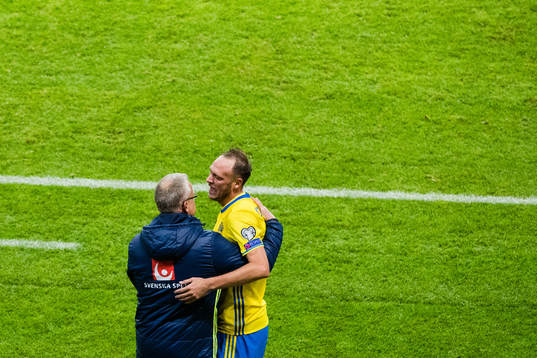 Sveriges förbundskapten Janne Andersson och Andreas