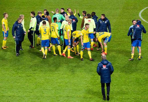 Sveriges spelare jublar